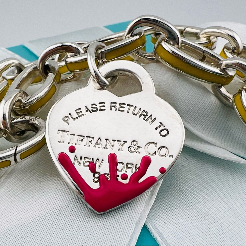 Return To Tiffany Pink Enamel Splash Heart Charm